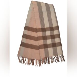 Burberry cashmere wool Pink and Brown Checkered Scarf